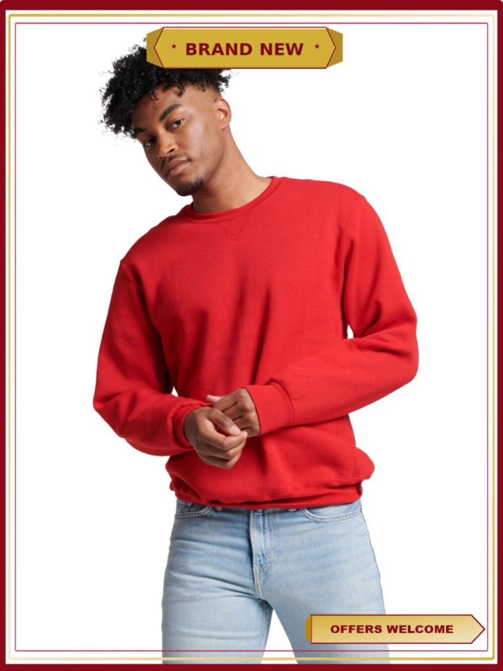 Moisture Wicking Fleece Crewneck Sweatshirt, Mid-Weight, S-4XL